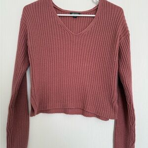 Wild Fable Ribbed V-Neck Sweater - Dusty Rose